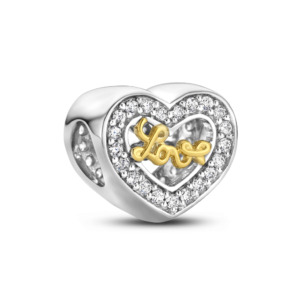 Rosa Di Luca zilver bedel zirkonia hart love verguld