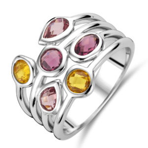 Rosa Di Luca zilver ring met zirkonia bord oranje