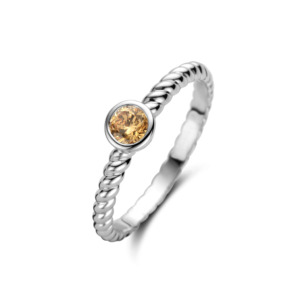 Rosa Di Luca zilver aanschuif ring met met zirkonia champagne