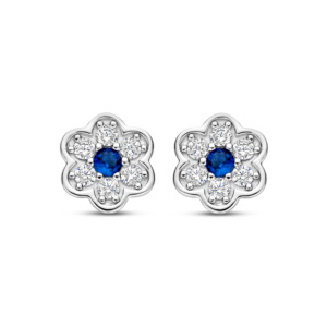 Rosa Di Luca zilver oorbellen blauw met zirkonia