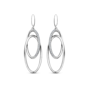 Rosa Di Luca zilver oorhangers met zirkonia