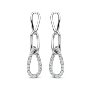 Rosa Di Luca zilver oorhangers met zirkonia