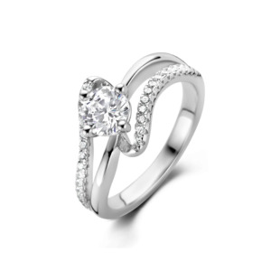 Rosa Di Luca zilver ring met zirkonia