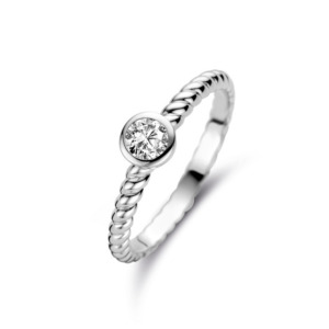 Rosa Di Luca zilver aanschuif ring met met zirkonia