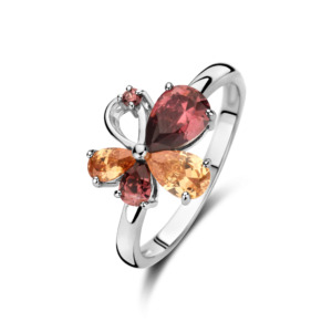Rosa Di Luca zilver ring rodoliet champagne met zirkonia