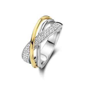 Rosa Di Luca zilver/verguld ring met zirkonia